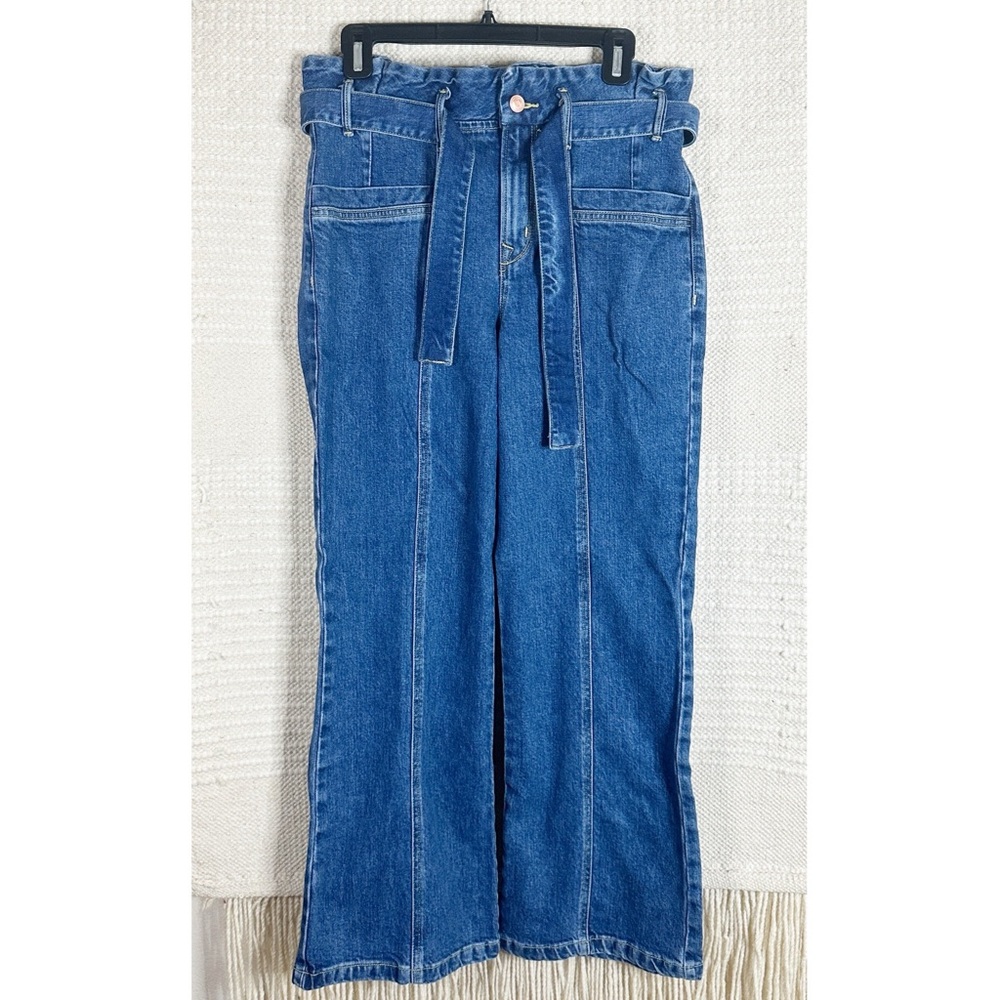 PORTER BLUE Laguna wash The Penny Paperbag wide leg high rise jeans 30